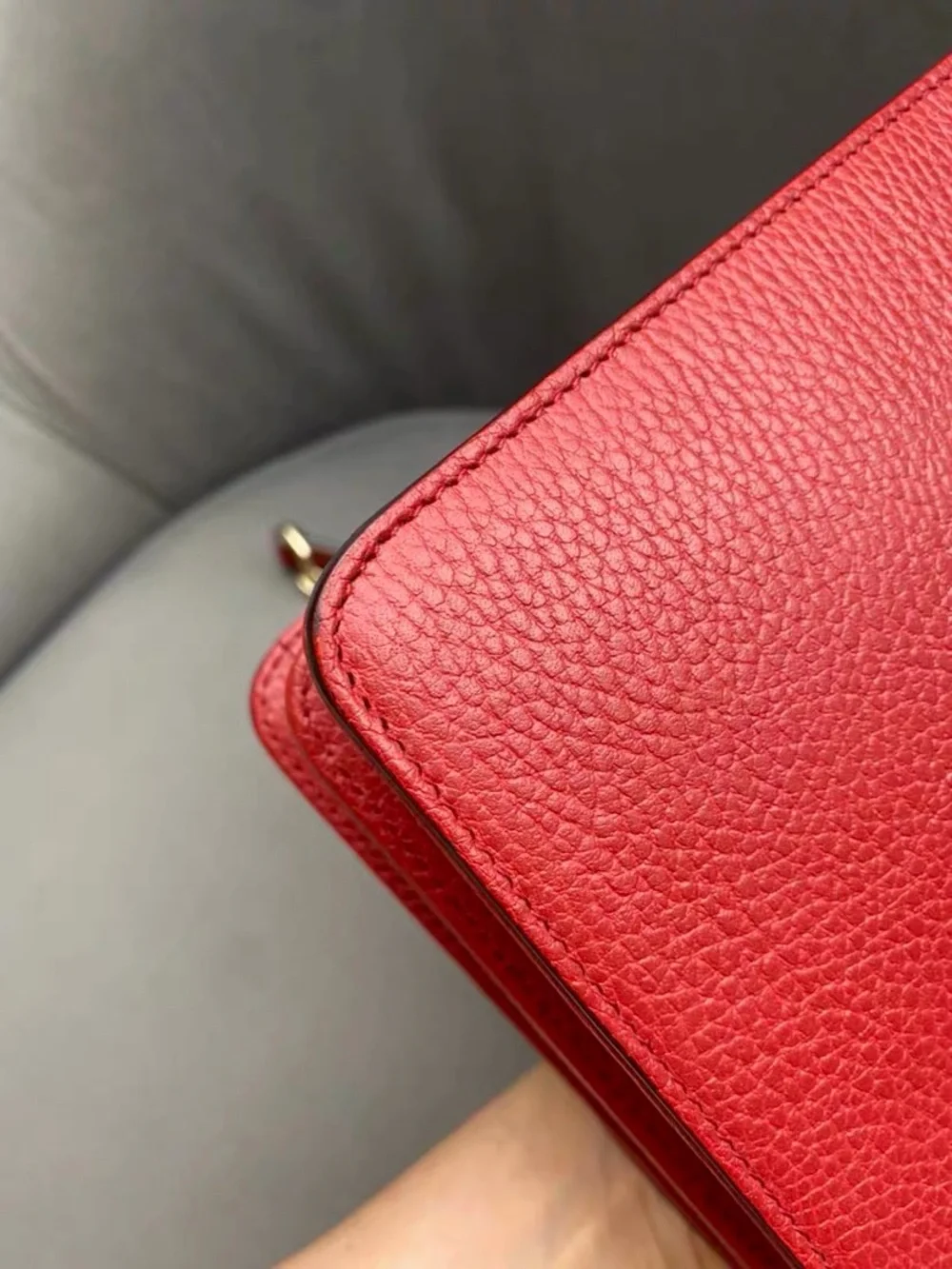 Gucci Red Pebbled Leather Crossbody with Gold Interlocking G